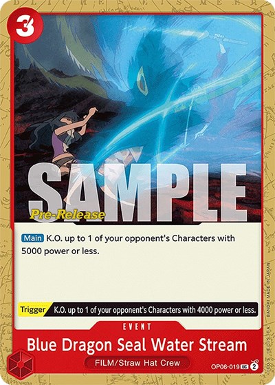 Blue Dragon Seal Water Stream - One Piece card - Wings of the Captain Pre-Release Cards