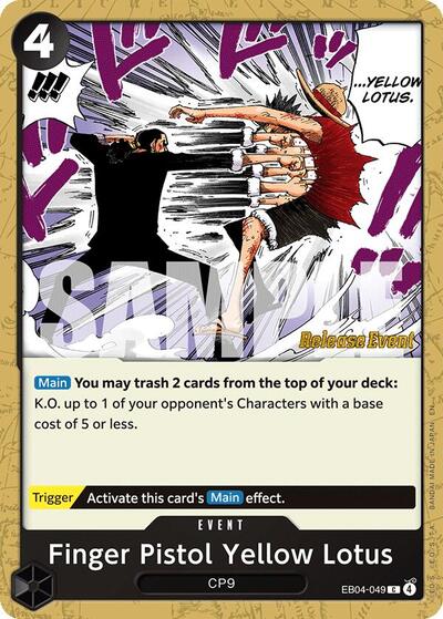 Finger Pistol Yellow Lotus - Adventure on Kami's Island Release Event Cards One Piece spoiler