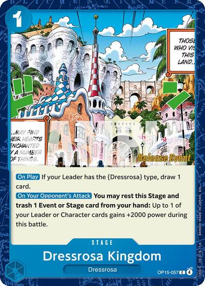 Dressrosa Kingdom - Adventure on Kami's Island Release Event Cards One Piece spoiler