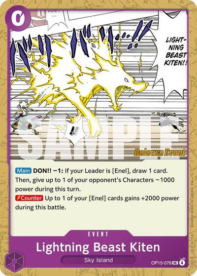 Lightning Beast Kiten - Adventure on Kami's Island Release Event Cards One Piece spoiler